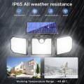 2023 Nuevo IP65 IP65 Garden al aire libre Energía solar inalámbrica Red Blue Led Security Wall Luz con sensor de movimiento PIR